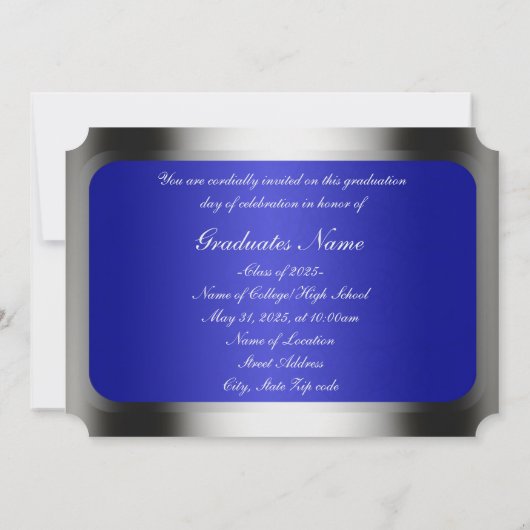 Afstuderen blauw en zilver Lijst Kaart (Achterkant)