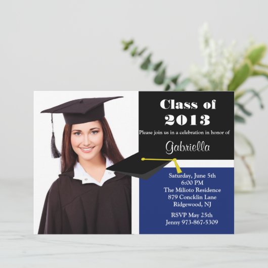 Afstuderen Blauw en zwart Kaart (Staand voorkant)