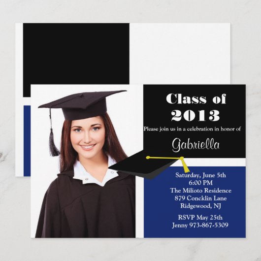 Afstuderen Blauw en zwart Kaart (Voorkant / Achterkant)