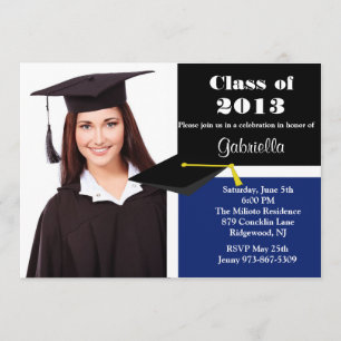 Afstuderen Blauw en zwart Kaart