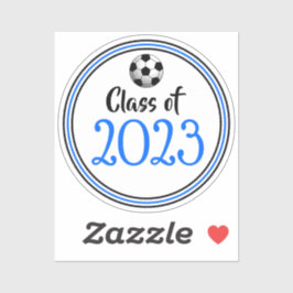 Afstuderen blauw en zwart voetbaljaar sticker