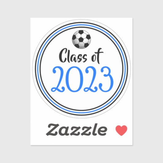 Afstuderen blauw en zwart voetbaljaar sticker (Vel)
