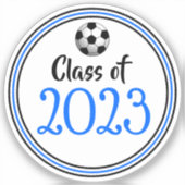 Afstuderen blauw en zwart voetbaljaar sticker (Voorkant)