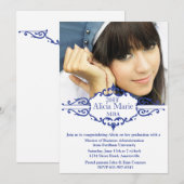 Afstuderen Blauw Fotouitnodiging Kaart (Voorkant / Achterkant)