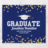 Afstuderen blauw goud afstudeerfeest sparkling wijnetiket (Enkel label)