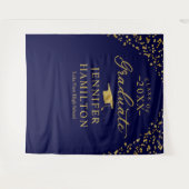 Afstuderen Blauw Goud Afstuderen Achtergrond Wandkleed (Voorkant (horizontaal))