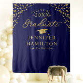 Afstuderen Blauw Goud Afstuderen Achtergrond Wandkleed