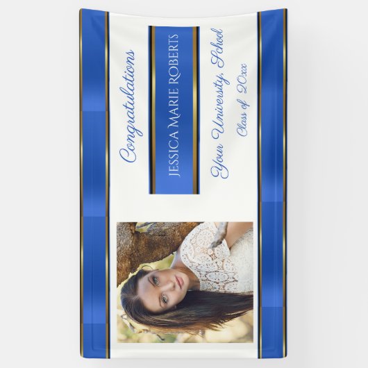 Afstuderen, Blauw Goud, Douanefoto, Spandoek (Verticaal)