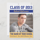 Afstuderen Blauw goud voor atleet Kaart (Achterkant)