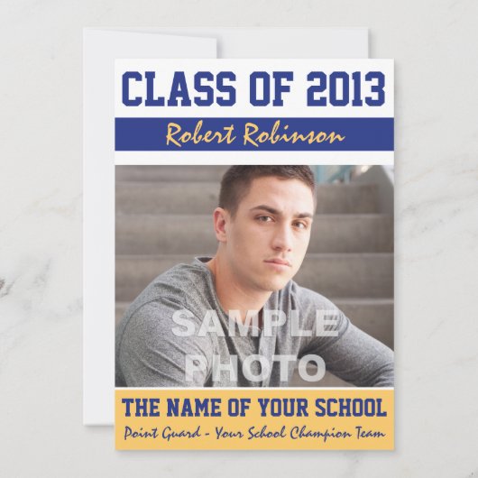 Afstuderen Blauw goud voor atleet Kaart (Achterkant)