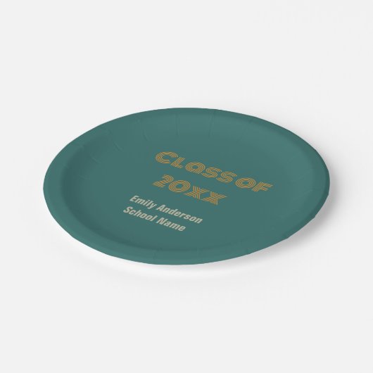 Afstuderen Blauw-Groen en Sinaasappel Graduate's N Papieren Bordje (Gekanteld)