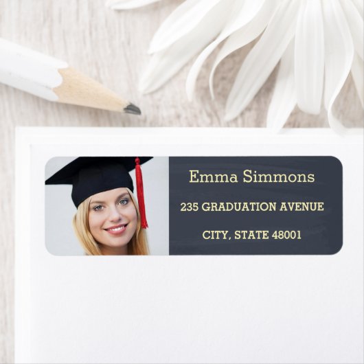 Afstuderen Blauw karton achtergrond foto  Etiket (Insitu)