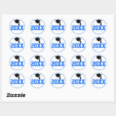 Afstuderen blauw, klasse jaar ronde sticker (Vel)