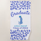 Afstuderen blauw luipaard strandlaken (Voorkant)