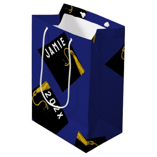 Afstuderen blauw medium cadeauzakje (Voorkant Gekanteld)