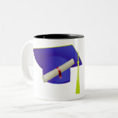 Afstuderen Blauw Pet Klasse van 20XX Naam toevoege Tweekleurige Koffiemok (Voorkant links)