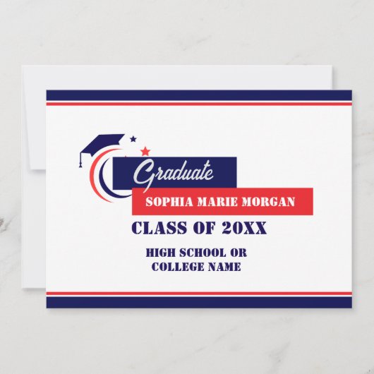 Afstuderen Blauw Rood Wit Afstudeerbericht Kaart (Voorkant)