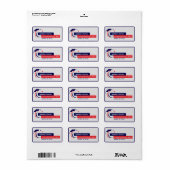 Afstuderen blauw rood wit Afstuderen Etiket (Full Sheet)