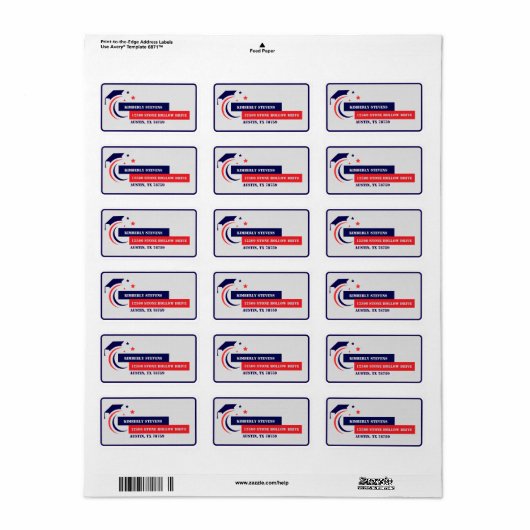Afstuderen blauw rood wit Afstuderen Etiket (Full Sheet)