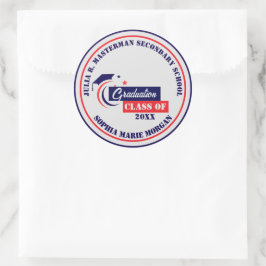 Afstuderen blauw rood wit Afstuderen Ronde Sticker