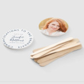 Afstuderen Blauw School Kleur Klasse Naam Foto Handwaaier (Niet-gemonteerd)