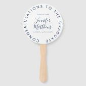 Afstuderen Blauw School Kleur Klasse Naam Foto Handwaaier (Voorkant)