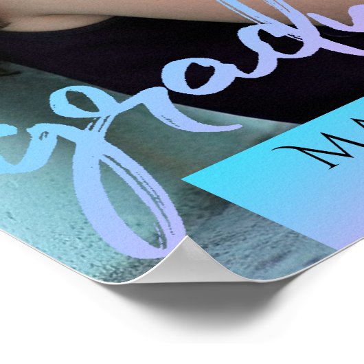 Afstuderen blauw script | Cool Brush Photo Keepsak Poster (Hoek)