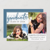 Afstuderen blauw script | Koele borstel 2 foto Kee Kaart (Voorkant / Achterkant)