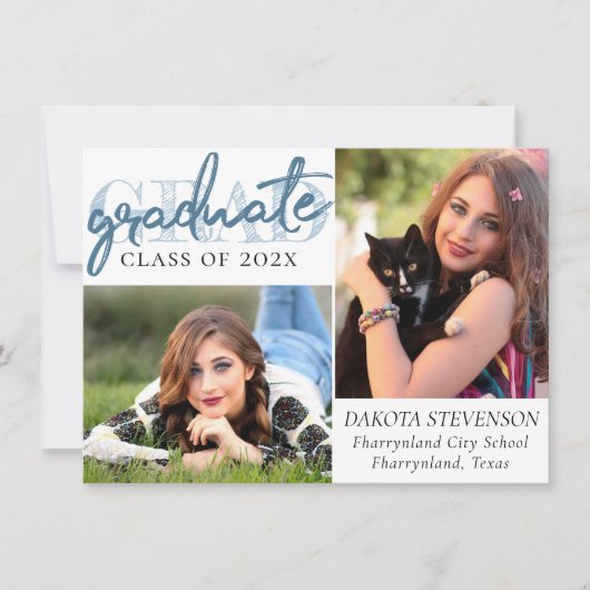 Afstuderen blauw script | Koele borstel 2 foto Kee Kaart (Voorkant)