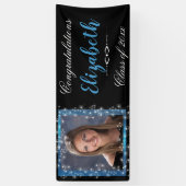 Afstuderen, Blauw Sprankelend Glitter, Aangepaste  Spandoek (Verticaal)