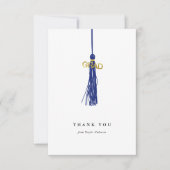 Afstuderen Blauw Tassel Aangepast Bedankkaart (Voorkant)
