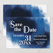 Afstuderen Blauw - ventilator eenvoudig Save The Date (Voorkant / Achterkant)