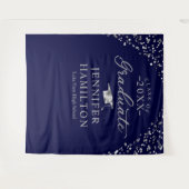 Afstuderen Blauw Zilver Afstuderen Achtergrond Wandkleed (Voorkant (horizontaal))