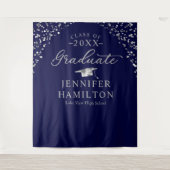 Afstuderen Blauw Zilver Afstuderen Achtergrond Wandkleed (Voorkant)