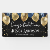 Afstuderen Blauwe en Gouden Ballonnen Banner (Horizontaal)