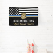 Afstuderen blauwe lijn politieacademie gefelicitee spandoek (Insitu)