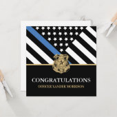 Afstuderen blauwe lijn vlag gefeliciteerd kaart (Voorkant / Achterkant in situ)