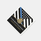 Afstuderen blauwe lijn vlag gefeliciteerd servet (Hoek)