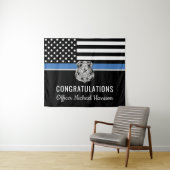 Afstuderen blauwe lijn vlag gefeliciteerd wandkleed (In Situ (horizontaal))