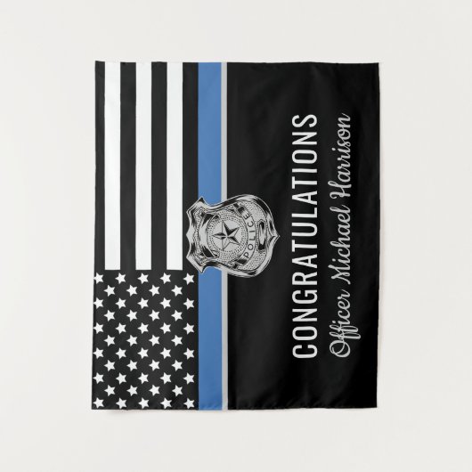 Afstuderen blauwe lijn vlag gefeliciteerd wandkleed (Voorkant)