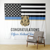 Afstuderen blauwe lijn vlag gefeliciteerd wandkleed (In Situ (horizontaal))