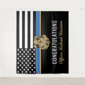 Afstuderen blauwe lijn vlag gefeliciteerd wandkleed (Voorkant)