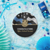 Afstuderen Blauwe Lijn Vlag van politieacademie Papieren Bordje (Feest)