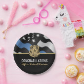 Afstuderen Blauwe Lijn Vlag van politieacademie Papieren Bordje (Feest)