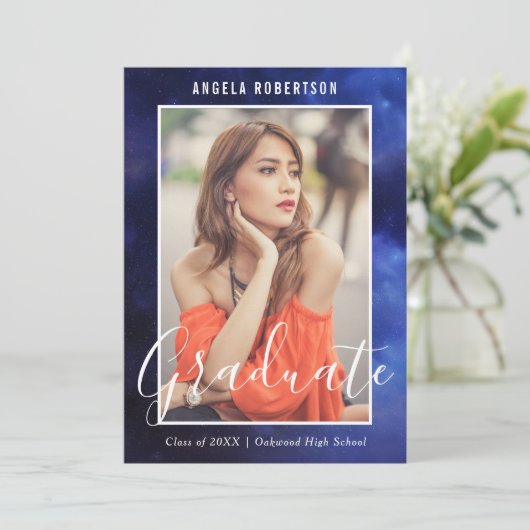 Afstuderen Blauwe Nebula Ruimte Stijlvolle moderne (Staand voorkant)