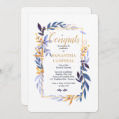 Afstuderen Blauwe Twee Uitnodiging (Voorkant / Achterkant)