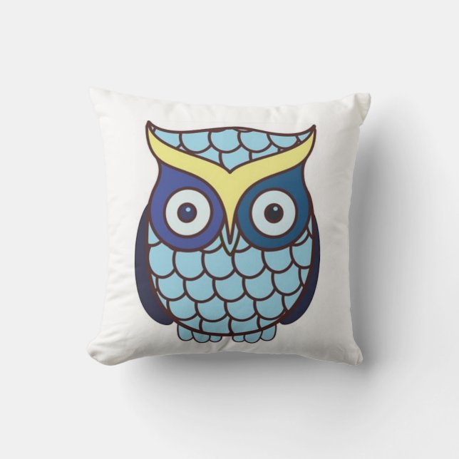 Afstuderen Blauwe Uil Gift Square Kussen (Voorkant)