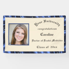 Afstuderen Blauwe Zatin Kader Voeg een Foto toe Spandoek
