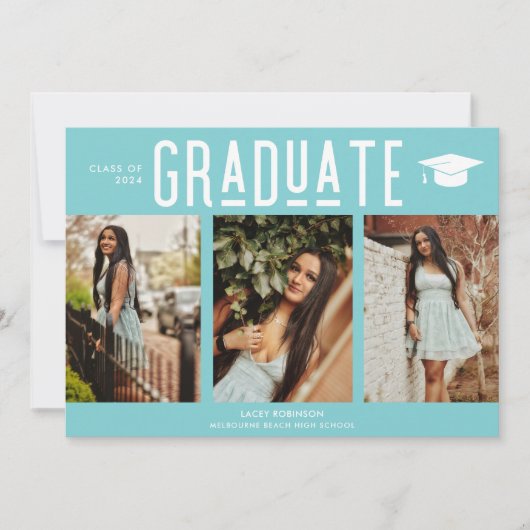 Afstuderen Blauwgroen Checkerboard 3 Foto Afstuder (Voorkant)