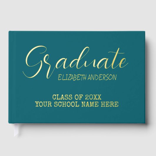 Afstuderen Blauwgroen Gastenboek (Voorkant)